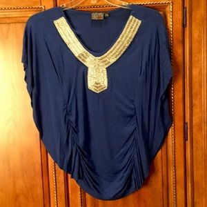 Royal blue blouse embellished with silver jewels
